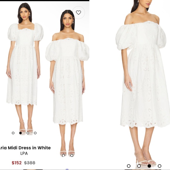 LPA ARIA Elegant White Puff Sleeve Dress - Picture 2 of 5